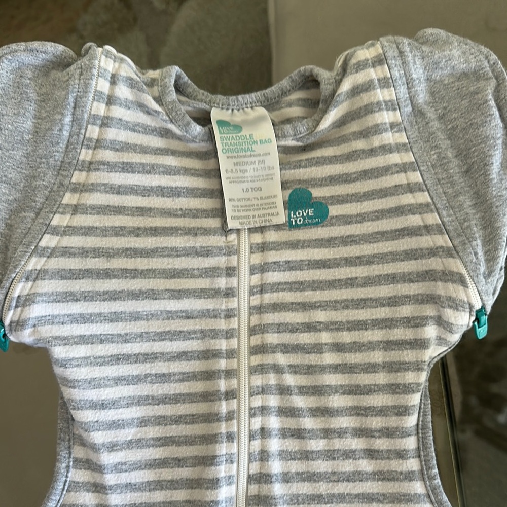 Gray and White Striped Transition Swaddle Bag